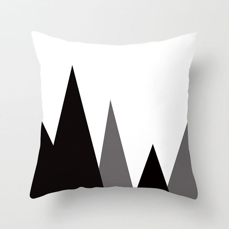 Geometric Cushion Cover Black And White Polyester Throw