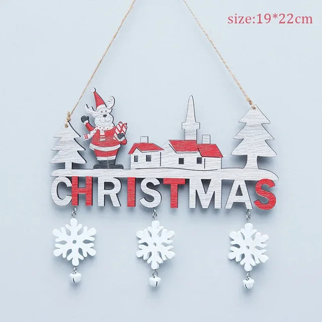 Wooden Christmas Pendants Door Wall Xmas