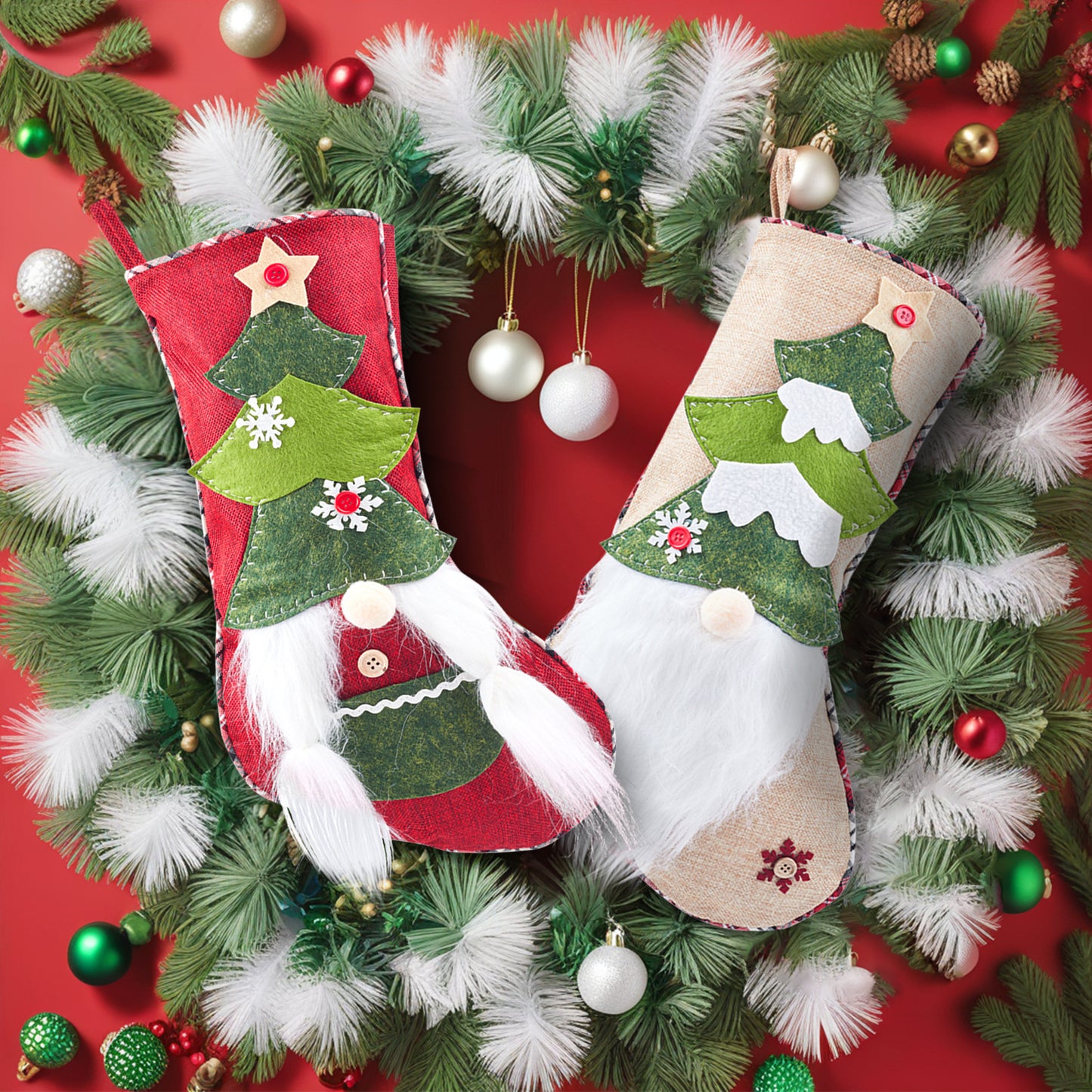 Christmas Decoration 3D Faceless Dolls Christmas Stocking