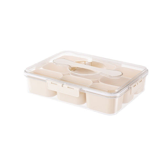 Sealed Snackle Storage Box With 9 Dividers Plastic Veggie Tray With Lid And Handle