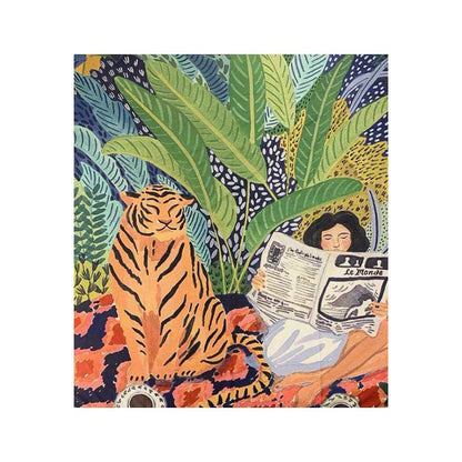 Nordic Multifunction Tiger Newspaper Girl Bohemia Throw Blanket Sofa