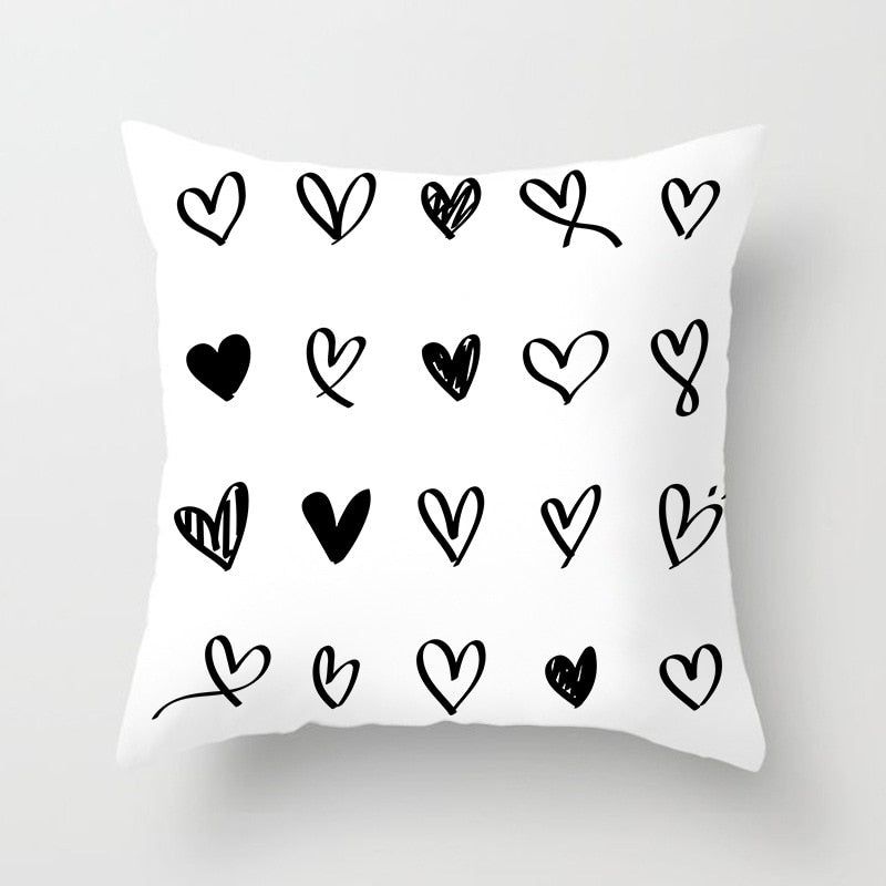 Geometric Cushion Cover Black And White Polyester Throw