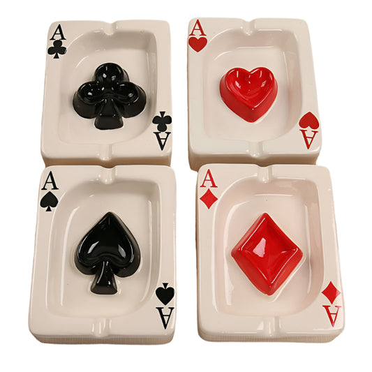 Creative Hand Drawn Poker Ceramic Ashtray