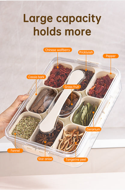 Sealed Snackle Storage Box With 9 Dividers Plastic Veggie Tray With Lid And Handle