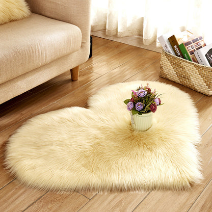 Love Heart Rugs Artificial Wool Hairy Carpet Faux Floor Mat