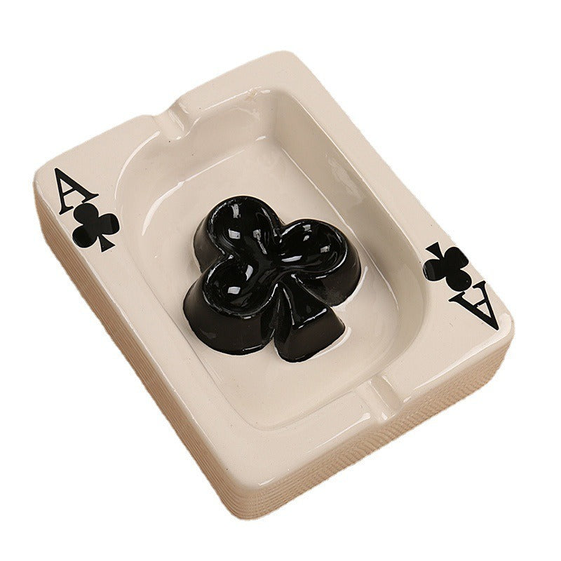 Creative Hand Drawn Poker Ceramic Ashtray