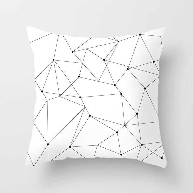 Geometric Cushion Cover Black And White Polyester Throw