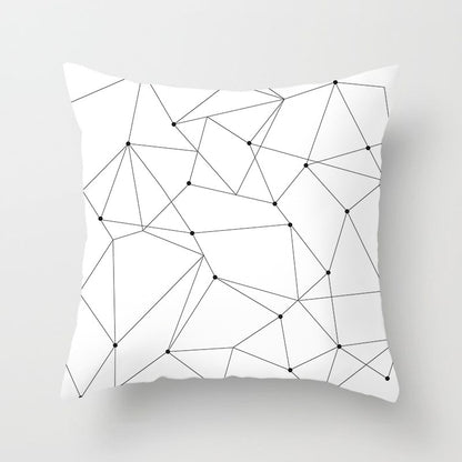 Geometric Cushion Cover Black And White Polyester Throw