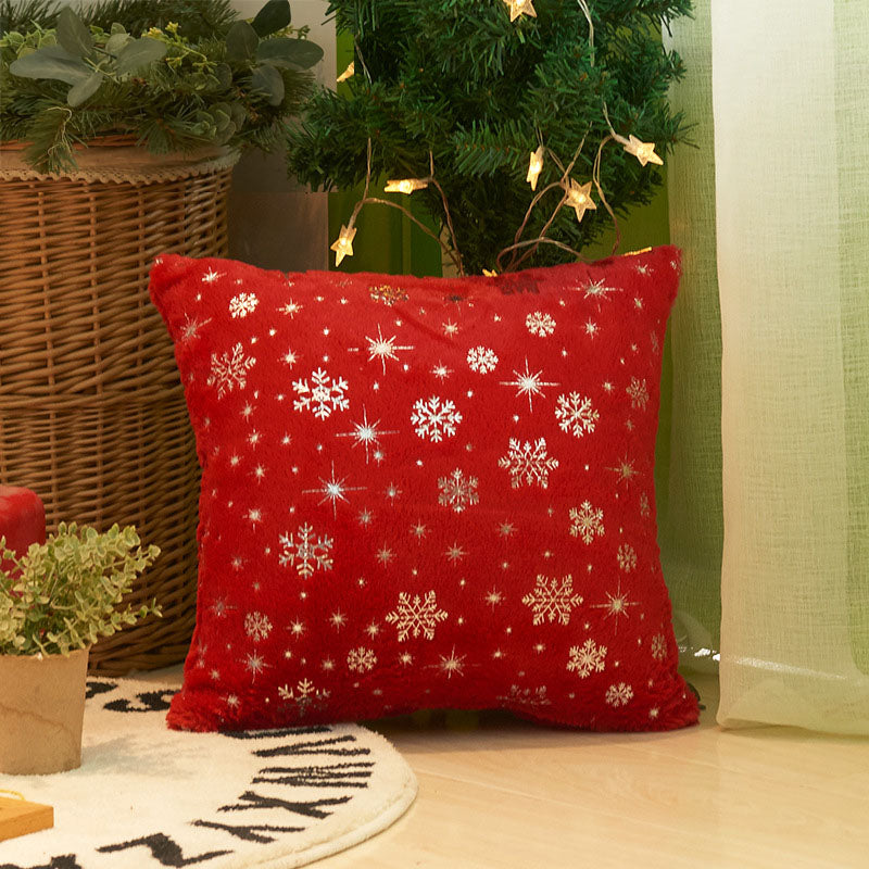 Christmas Snowflake Plush Hot Silver Sofa Pillowcase