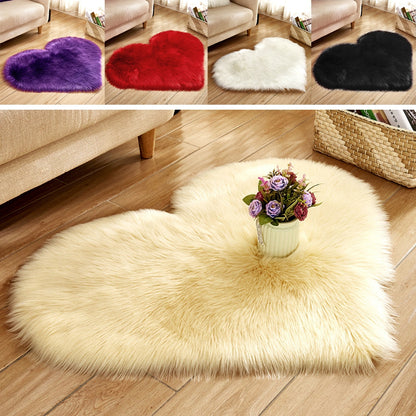 Love Heart Rugs Artificial Wool Hairy Carpet Faux Floor Mat