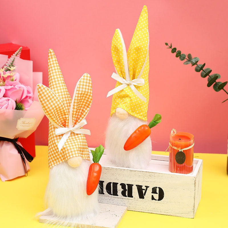 Lovely Dress Up Decoration Easter Decoration Radish Rabbit Faceless Dwarf Doll Window Home Doll