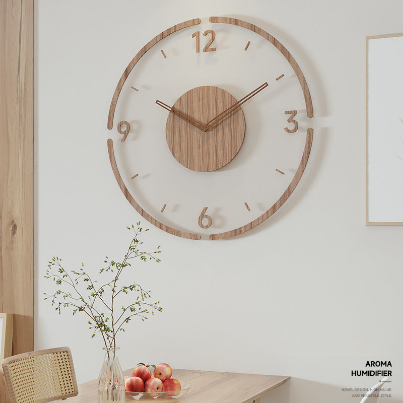 Solid Wood Creative Silent Quartez Clock Wall Clock 35CM