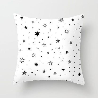 Geometric Cushion Cover Black And White Polyester Throw