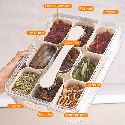 Sealed Snackle Storage Box With 9 Dividers Plastic Veggie Tray With Lid And Handle