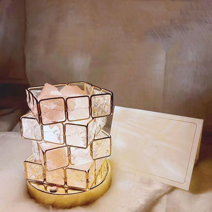 USB Crystal Table Lamp Three Colour Dimming Magic Cube Stone Night Light For Romantic Atmosphere