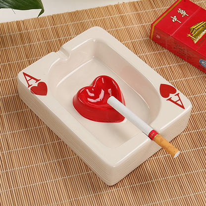 Creative Hand Drawn Poker Ceramic Ashtray