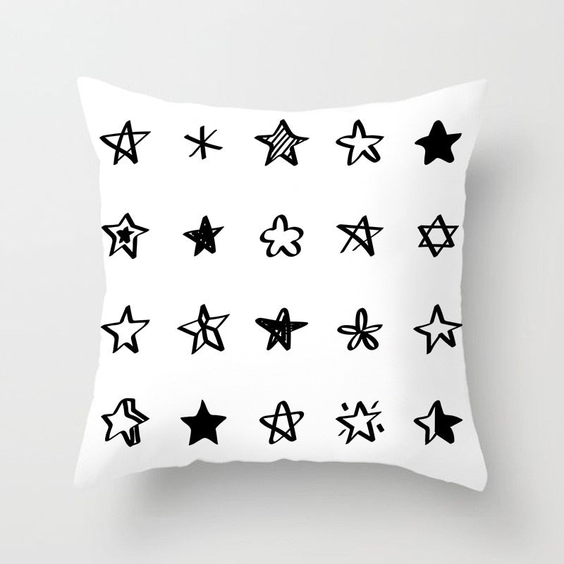 Geometric Cushion Cover Black And White Polyester Throw