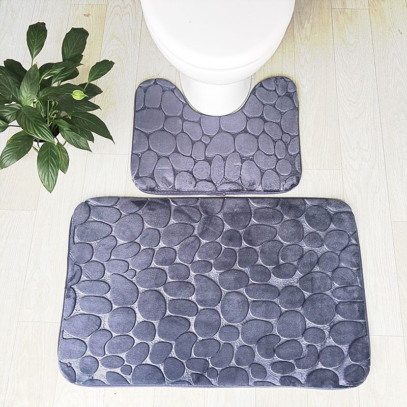 Embossed Stone Two-Piece Bathroom Toilet Floor Mat