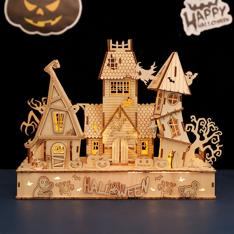 Houses Halloween LED Light 3D Wooden