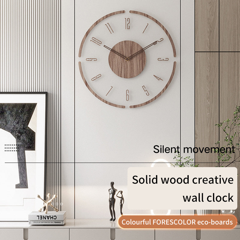 Solid Wood Creative Silent Quartez Clock Wall Clock 35CM