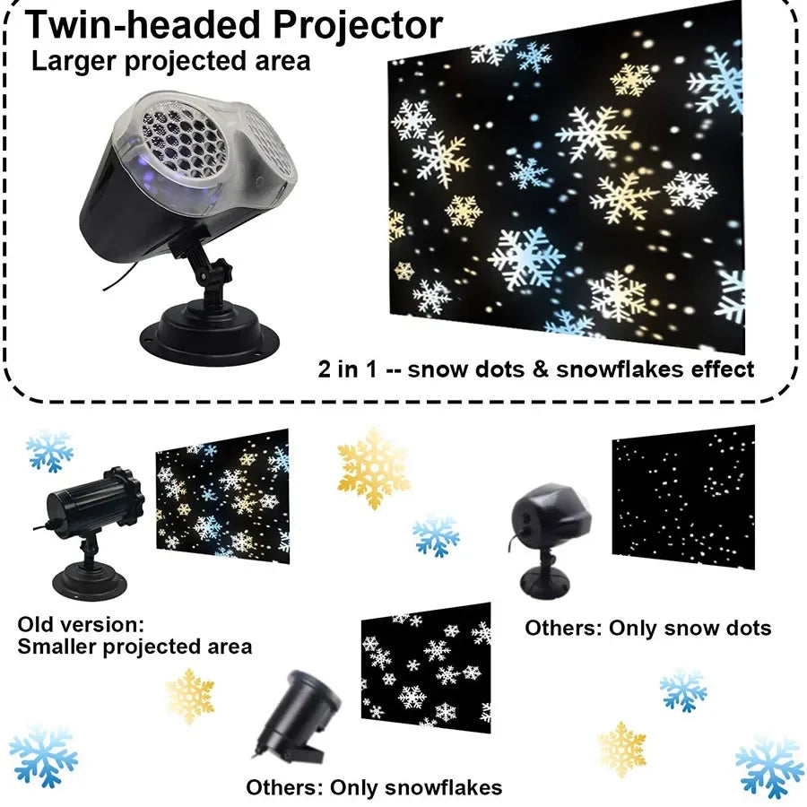 Double Head Christmas Snowfall Projector Lamp