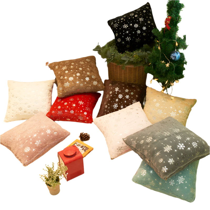 Christmas Snowflake Plush Hot Silver Sofa Pillowcase