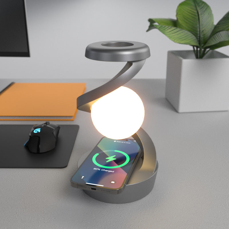 Floating And Spinning LED Moon Lamp With Wireless Phone Charger