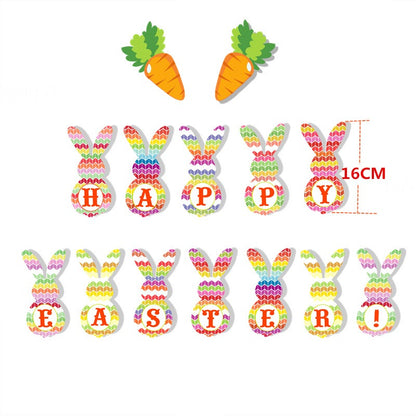 New Easter Party Cartoon Bunny Flag Pulling Easter Festival Theme Decoration Banner