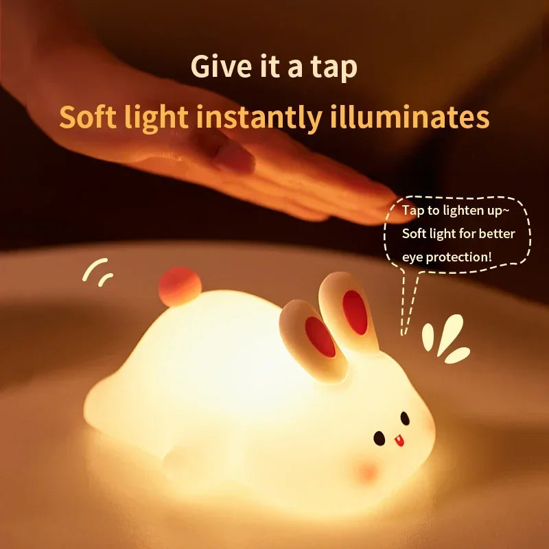 Silicone Night Lights Cute Rabbit Patting Lamp