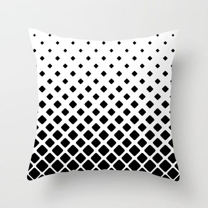 Geometric Cushion Cover Black And White Polyester Throw