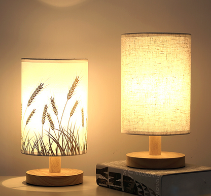 Linen Table Lamp LED Linen Night Lamp W/Warm White Light