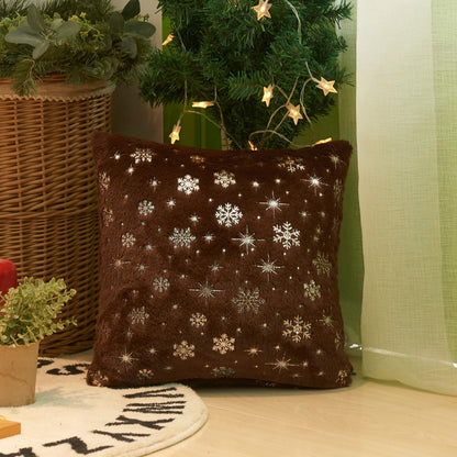 Christmas Snowflake Plush Hot Silver Sofa Pillowcase