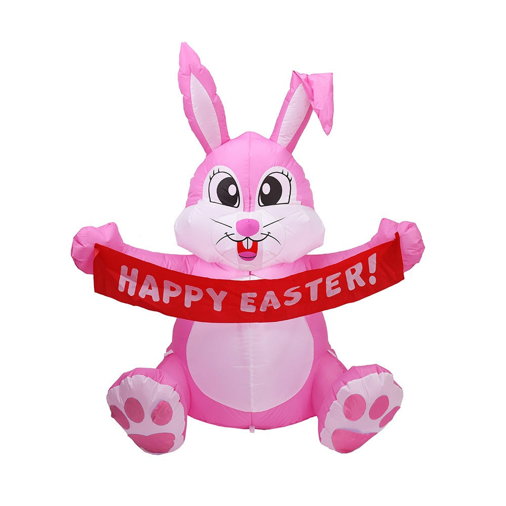 Inflatable Easter Bunny 1.5 Meters Inflatable Pink Cute Bunny LED Light