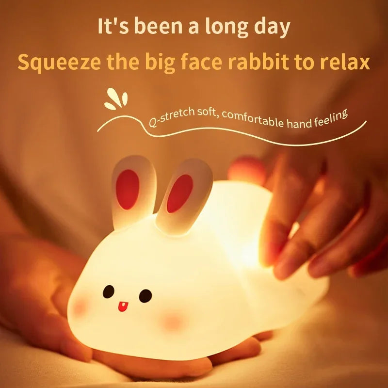 Silicone Night Lights Cute Rabbit Patting Lamp