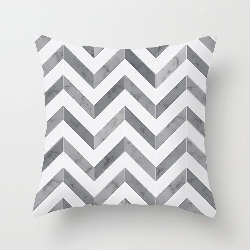 Geometric Cushion Cover Black And White Polyester Throw