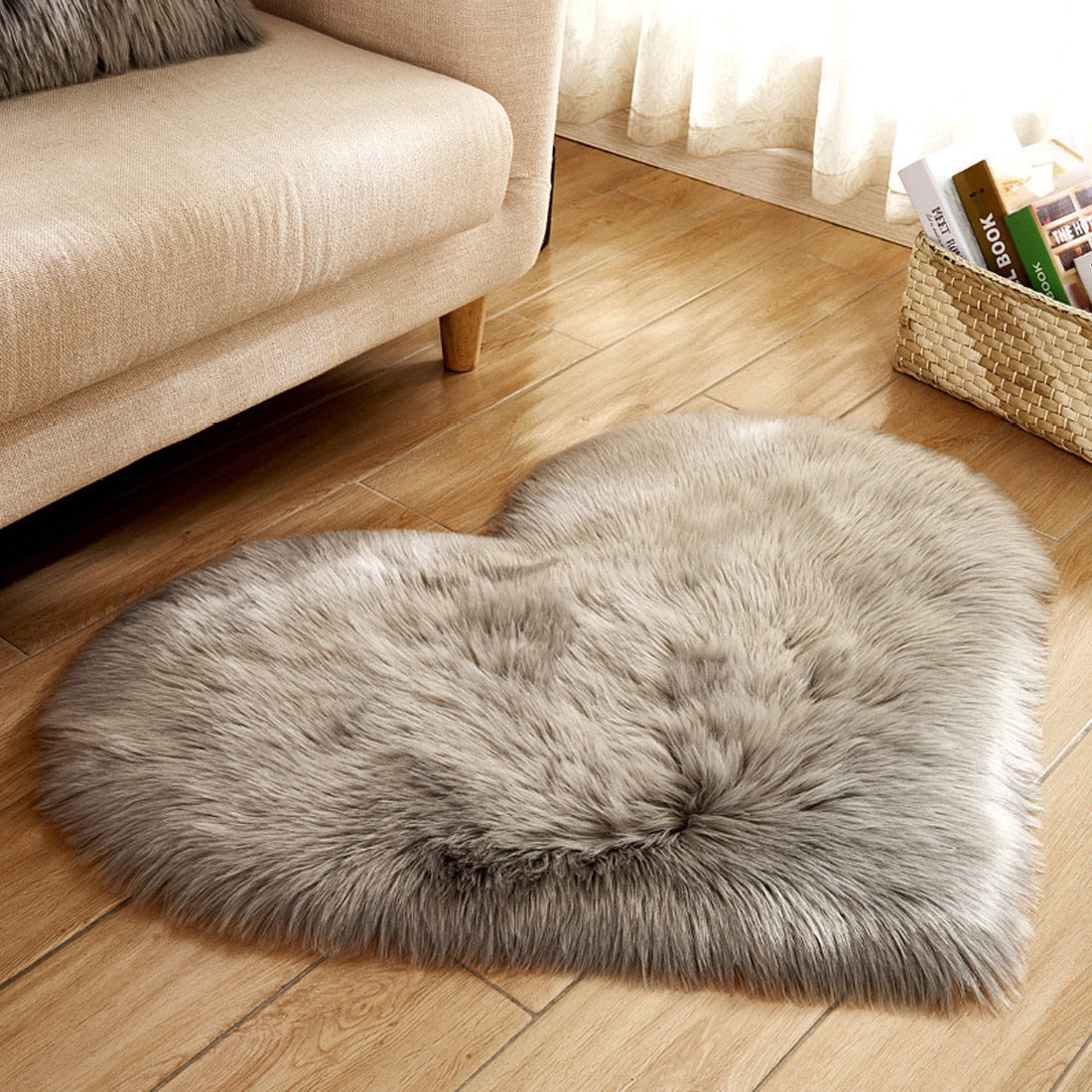 Love Heart Rugs Artificial Wool Hairy Carpet Faux Floor Mat