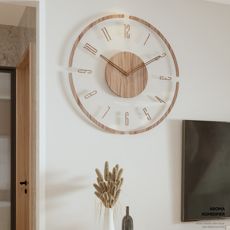 Solid Wood Creative Silent Quartez Clock Wall Clock 35CM