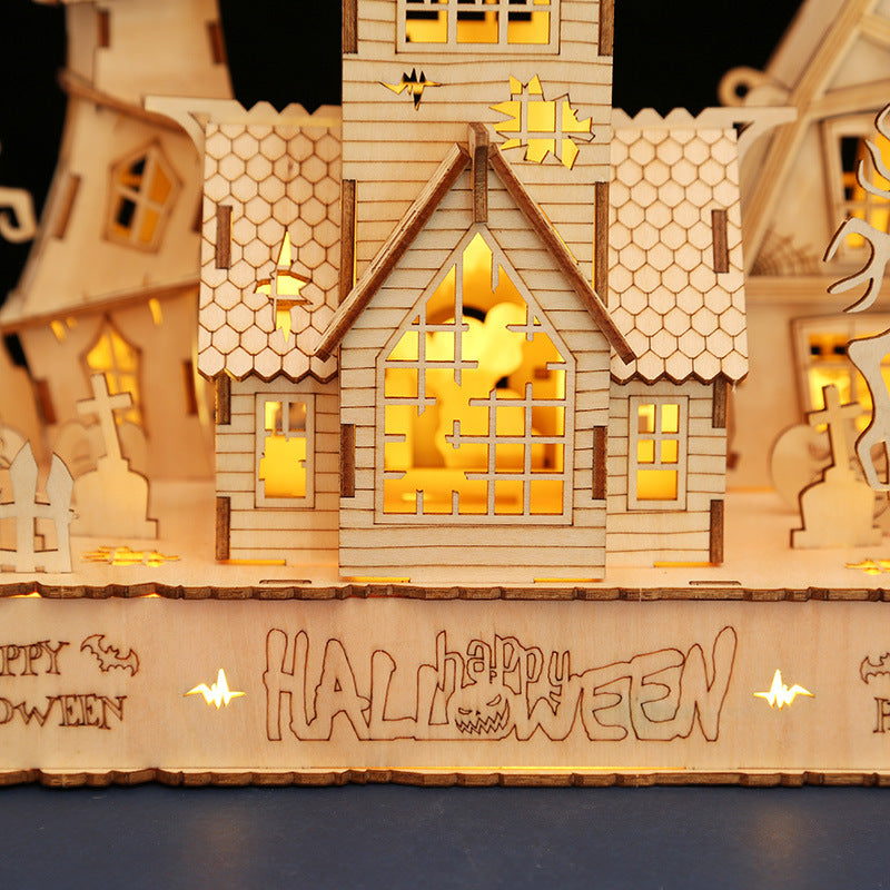 Houses Halloween LED Light 3D Wooden