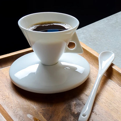 Hand Brewed Coffee Cups And Saucers Set With Spoon Espresso