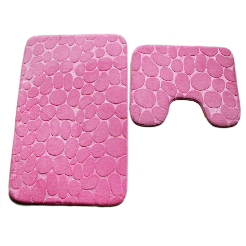 Embossed Stone Two-Piece Bathroom Toilet Floor Mat