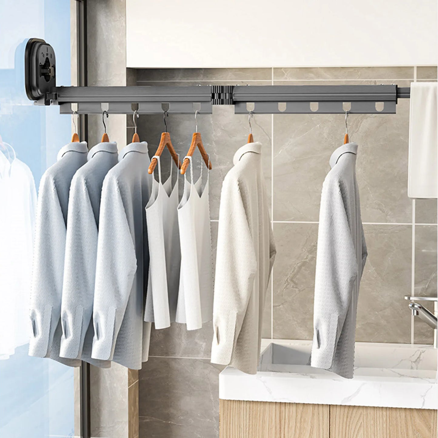 Clothes Drying Hanger Space Saving Bathroom Usage