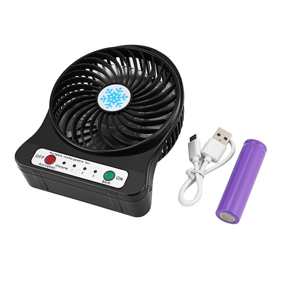 Rechargeable Air Cooler 4-Inch 3 Modes Speed LED Lighting