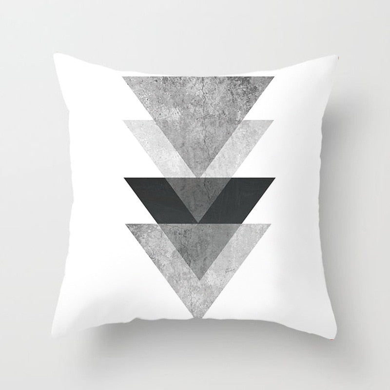 Geometric Cushion Cover Black And White Polyester Throw