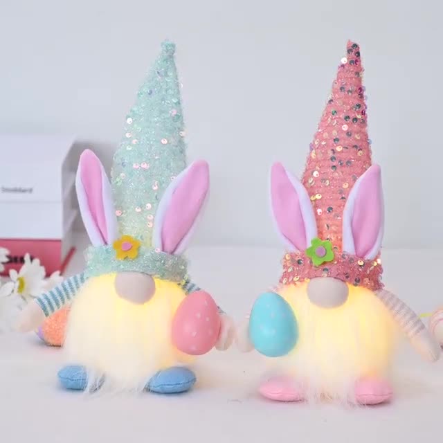 New Easter Decoration with Lighted Sequin Hat Faceless