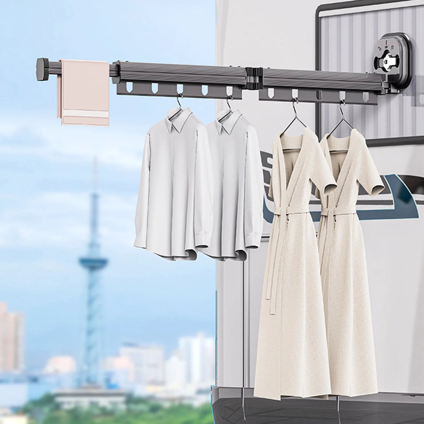 Clothes Drying Hanger Space Saving Bathroom Usage