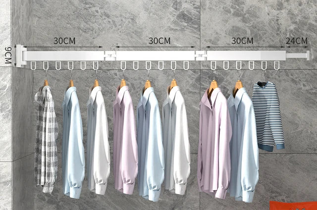 Retractable Cloth Drying Rack Folding Clothes Hanger Wall