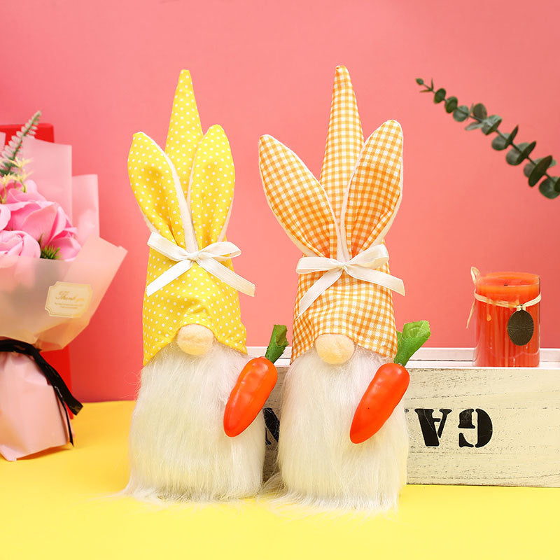 Lovely Dress Up Decoration Easter Decoration Radish Rabbit Faceless Dwarf Doll Window Home Doll