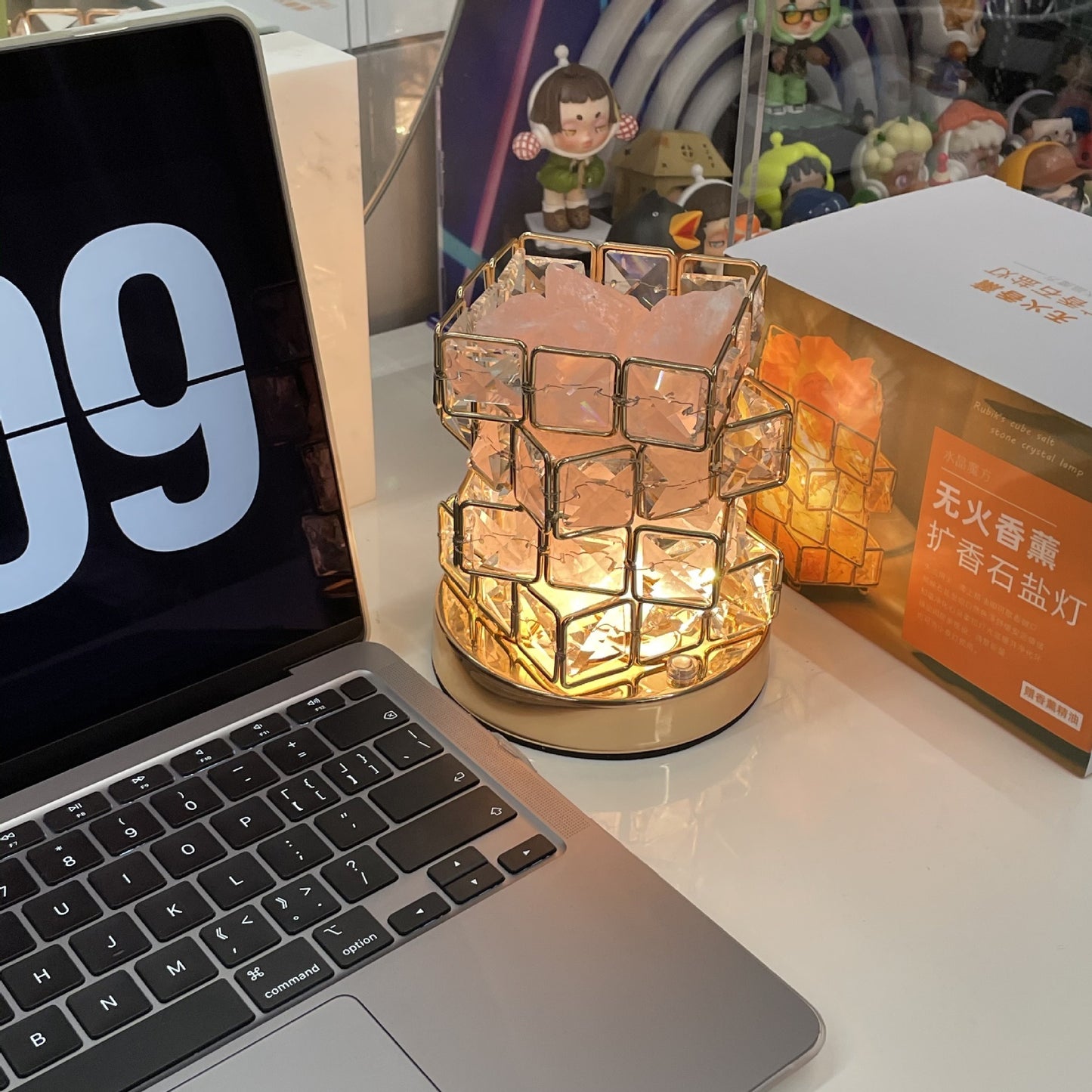 USB Crystal Table Lamp Three Colour Dimming Magic Cube Stone Night Light For Romantic Atmosphere