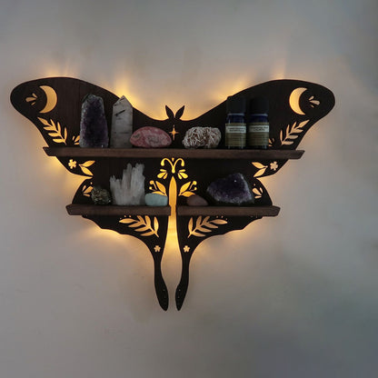 Luna Moth Lamp Crystal Shelf Wooden Luna Moth Lamp Crystal Shelf Living Room Shelf