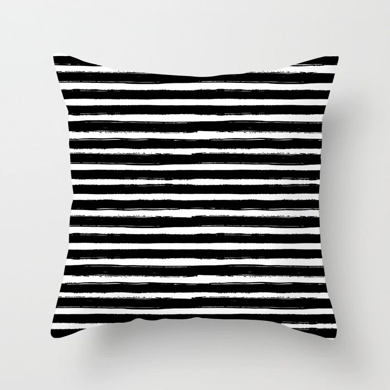 Geometric Cushion Cover Black And White Polyester Throw